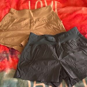 Athleta High Waist Shorts in Tan and Gray